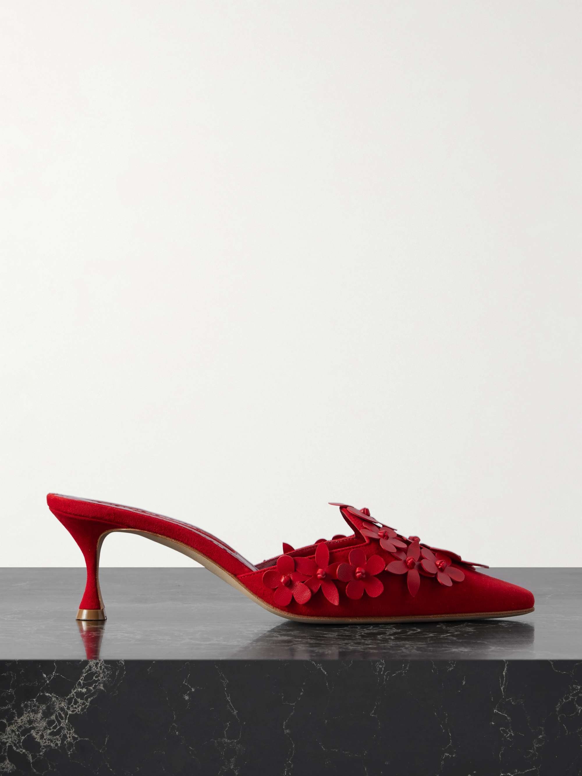 MANOLO BLAHNIK, Harnes 50 appliqu&amp;eacute;d suede mules