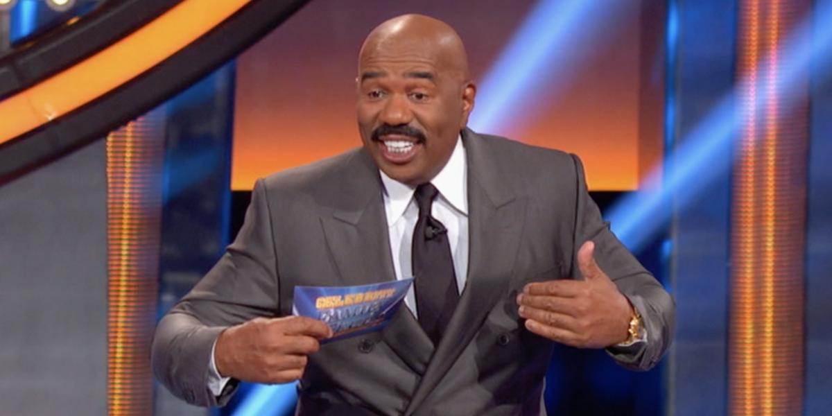 Marriage troubles! Steve Harvey rescues David Justice on Celebrity Family  Feud! 