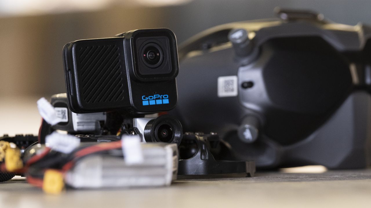 The GoPro Hero 10 Black Bones camera on an FPV drone