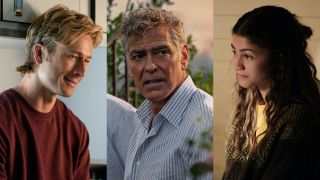 From left to right: Glen Powell in Chad Powers, George Clooney in Jay Kelly and Zendaya in Euphoria.
