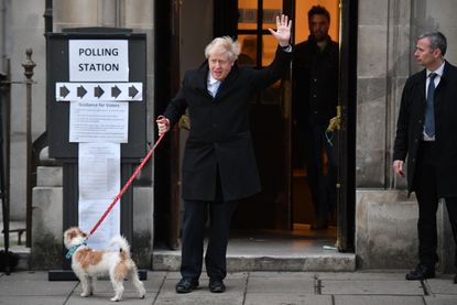 Boris Johnson at his polling station