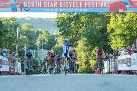 Coryn Rivera (United Healthcare) takes the field sprint for the stage 3 win in Cannon Falls.