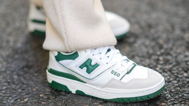 chunky white and green nike sneaker