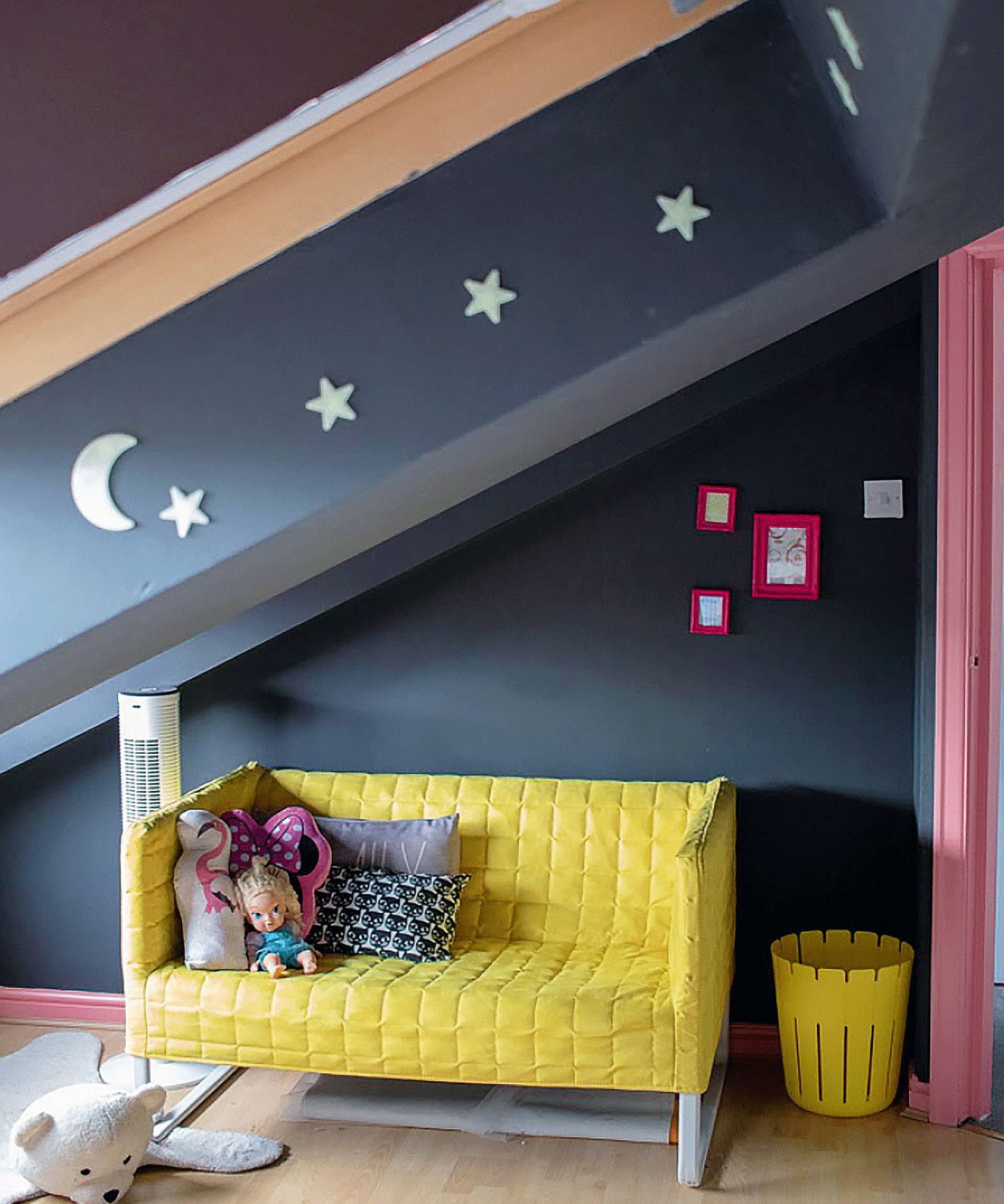 Karen Clough used left over paint to create a rainbow bedroom for less than £100