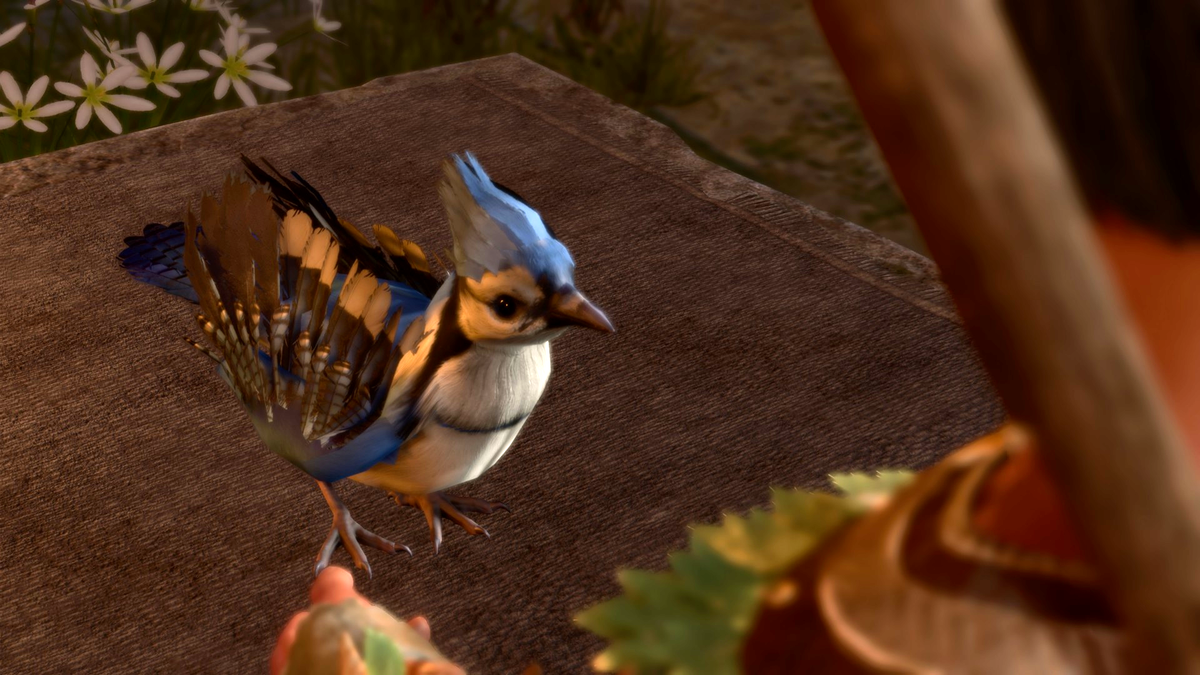 A very sleepy bird stands, freshly healed by Nette in Baldur&#039;s Gate 3.