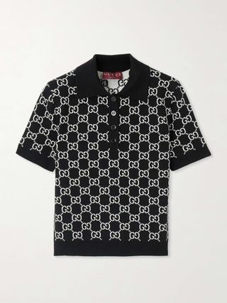 Reversible Logo-Jacquard Wool-Blend Polo Shirt