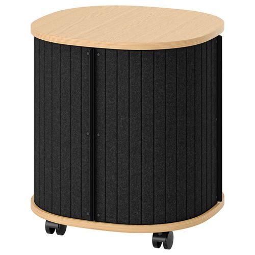 Gaming Side Table on Castors - Oak Veneer/grey
