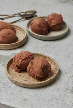 Milk chocolate clotted cream and date syrup ice cream, by Kitty Travers