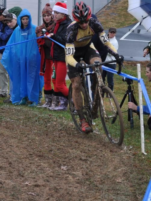 Brian Matter (RACC p/b Geargrinder) seeks traction along the edge of the course.