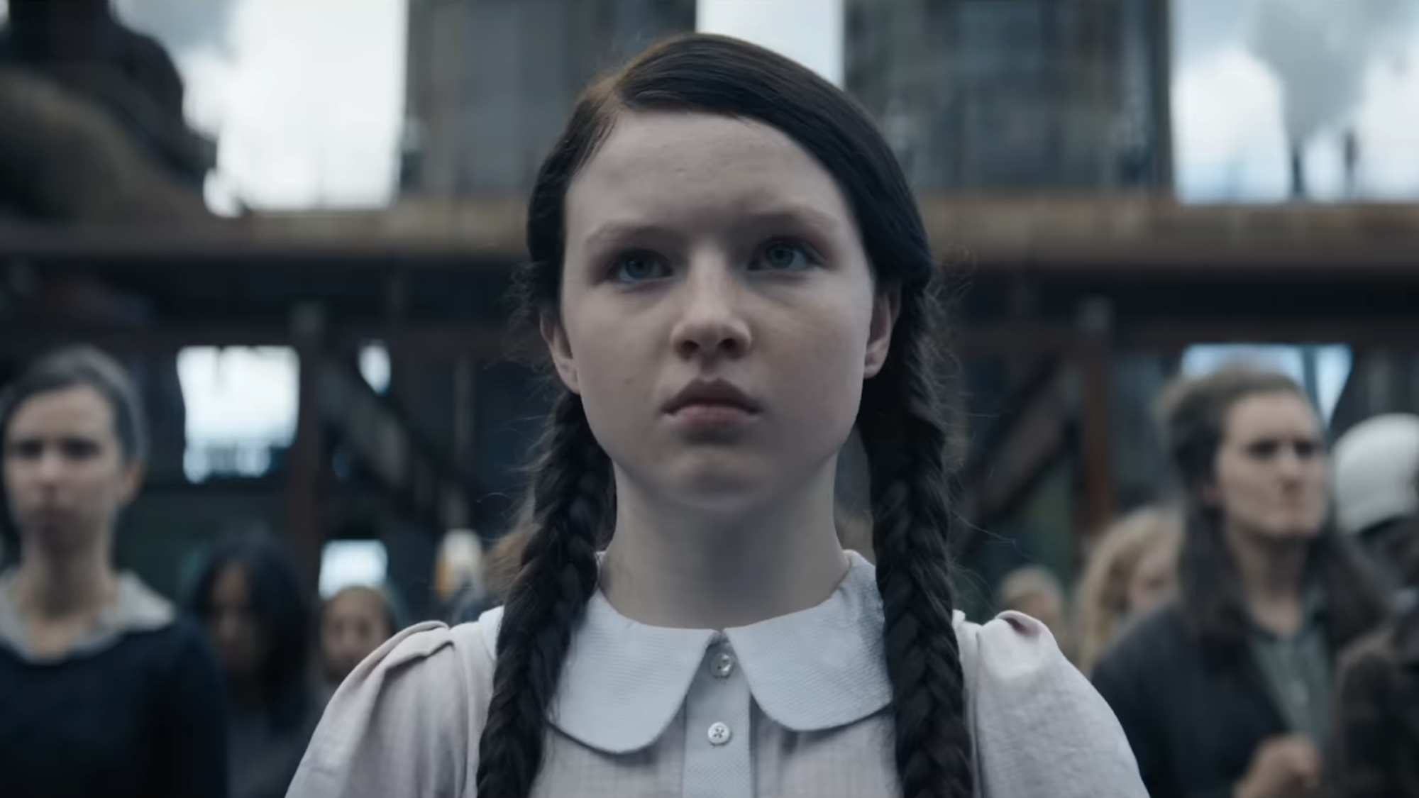 Molly McCann as Louella on reaping day in The Hunger Games: Sunrise on the Reaping