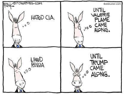 Political Cartoon U.S. Democrats hate CIA like Russia Valerie Plame Trump
