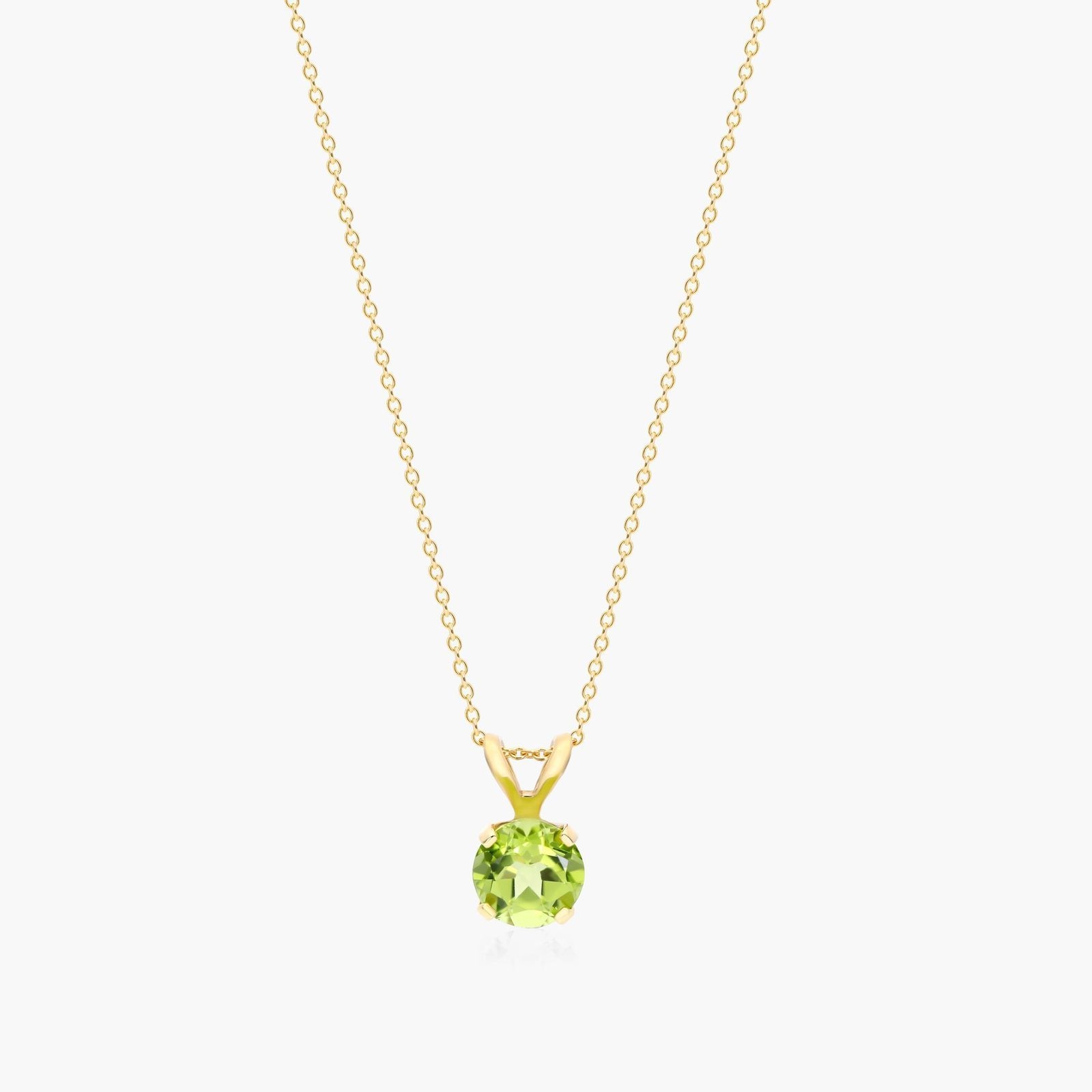 14k Yellow Gold Peridot Birthstone Necklace