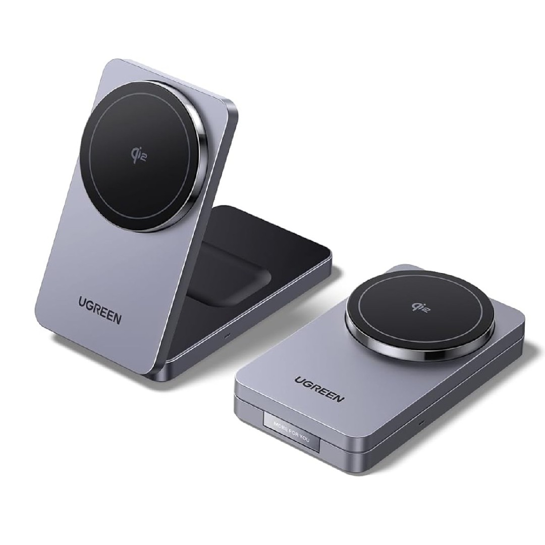 Product shot of Ugreen 15W MagFlow MagSafe 2-in-1 Charger