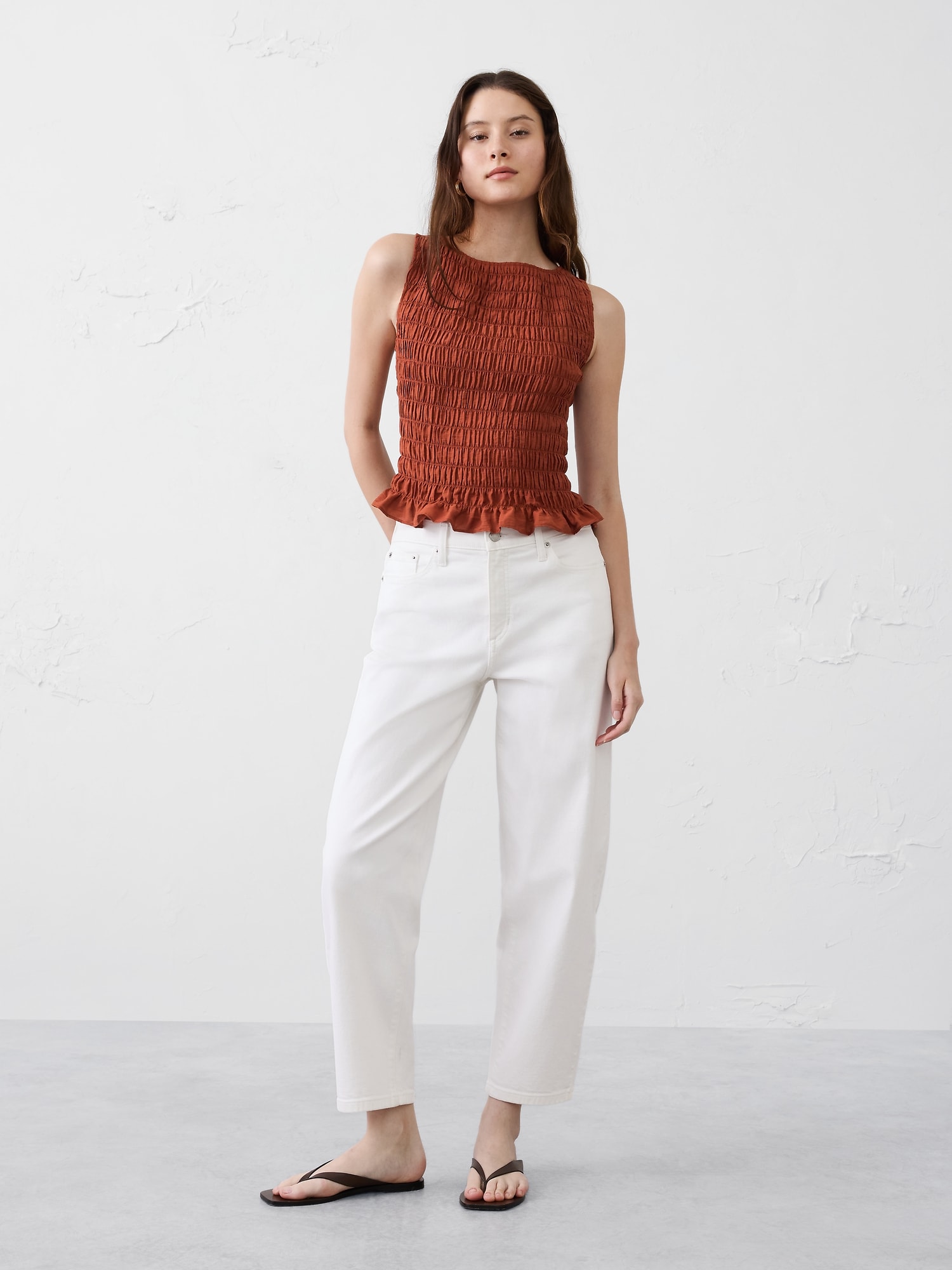 Boatneck Smocked Top