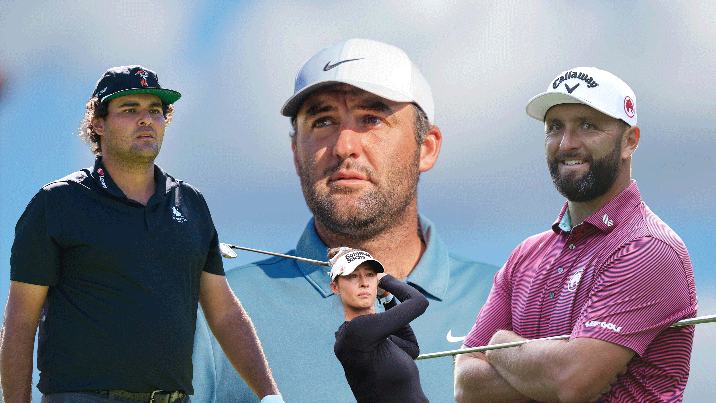 (L to R) Eugenio Chacarra, Scottie Scheffler, Nelly Korda and Jon Rahm