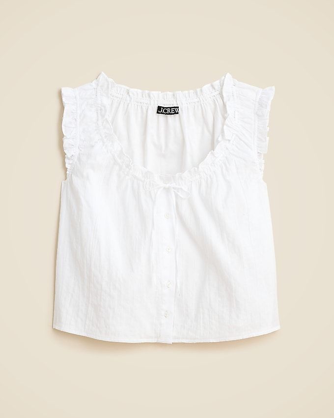 Ruffle-Trim Button-Up Top