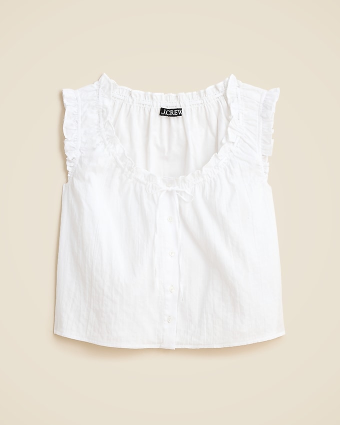 Ruffle-Trim Button-Up Top
