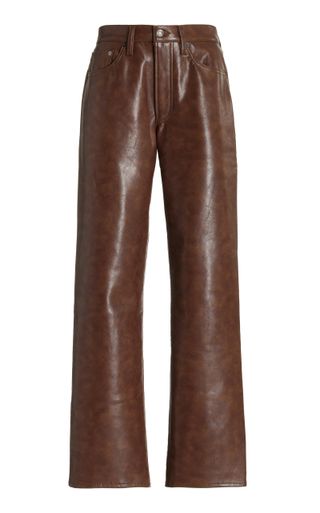 Sloane Recycled-Leather High-Rise Straight-Leg Jeans