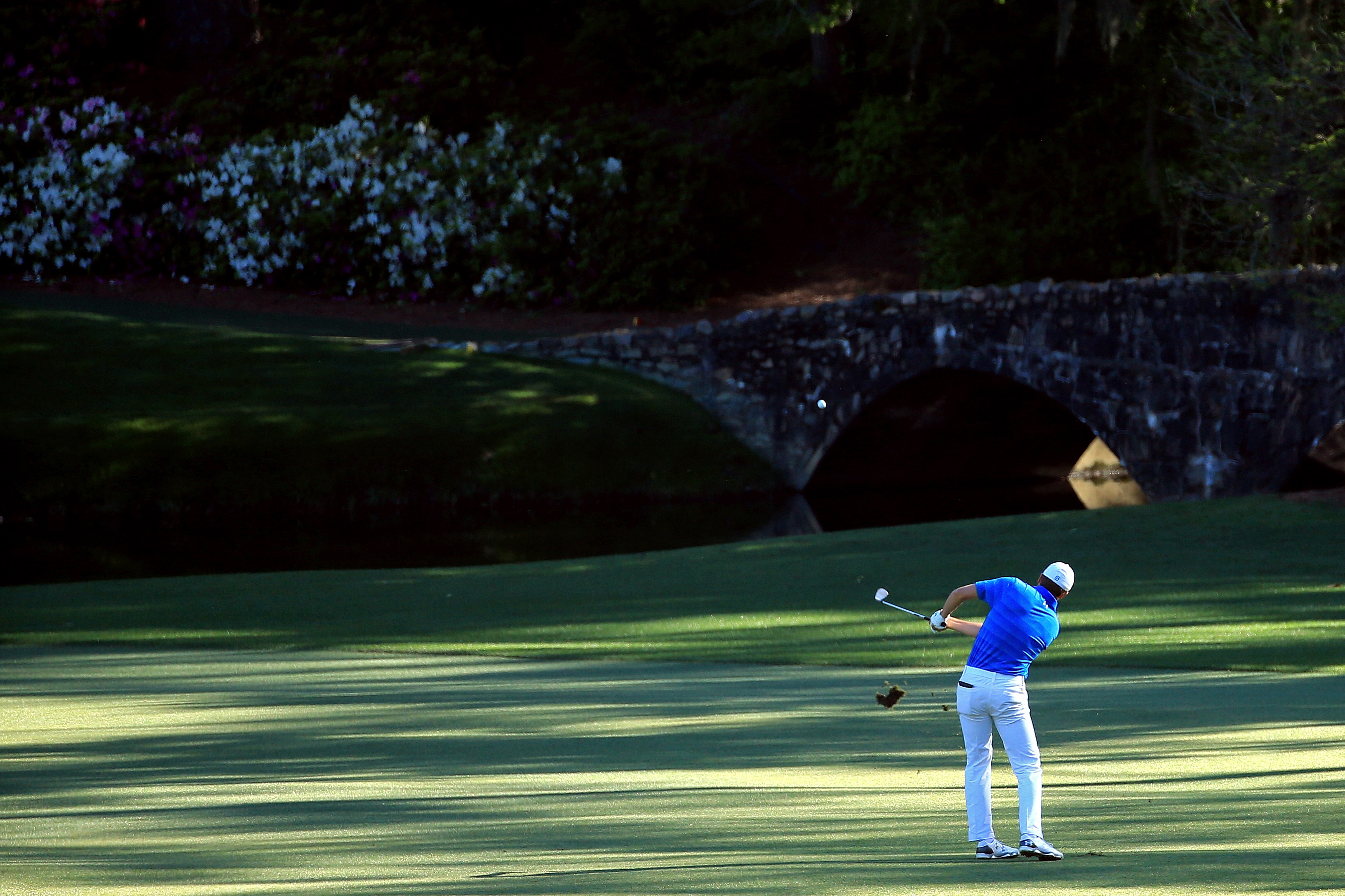 Jordan Spieth on the 12th hole at Augusta during the 2016 Masters