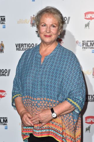 Pam Ferris on the red carpet in 2018