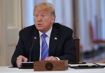 US President Donald Trump speaks during an American Workforce Policy Advisory Board Meeting in the East Room of the White House in Washington, DC on June 26, 2020.