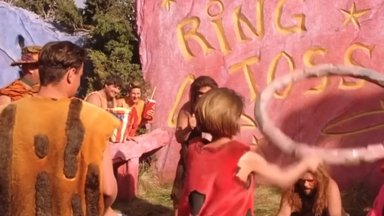 The back of Kristen Stewart's head in The Flintstones In Viva Rock Vegas