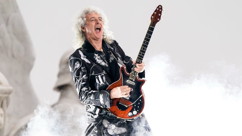  Brian May of Queen performs during the Platinum Party At The Palace at Buckingham Palace on June 4, 2022