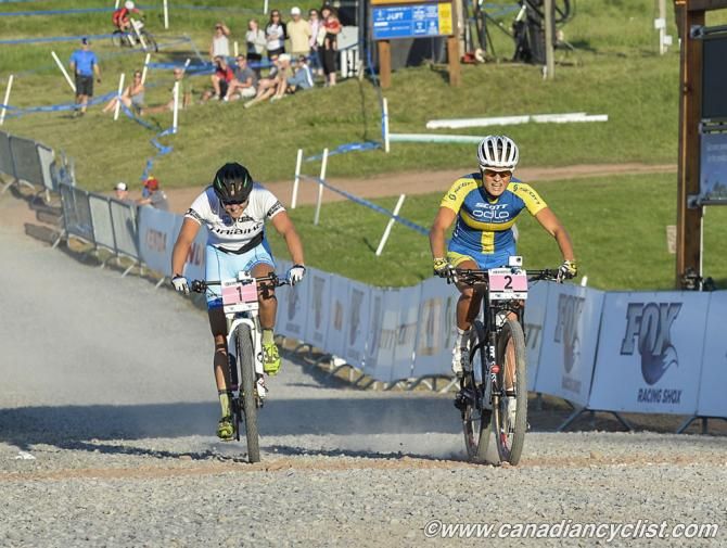Jenny Rissveds holds off her top rival Kathrin Stirnemann in the eliminator at the Windham World Cup