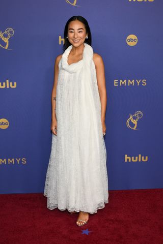 Greta Lee on the 2024 Emmys red carpet