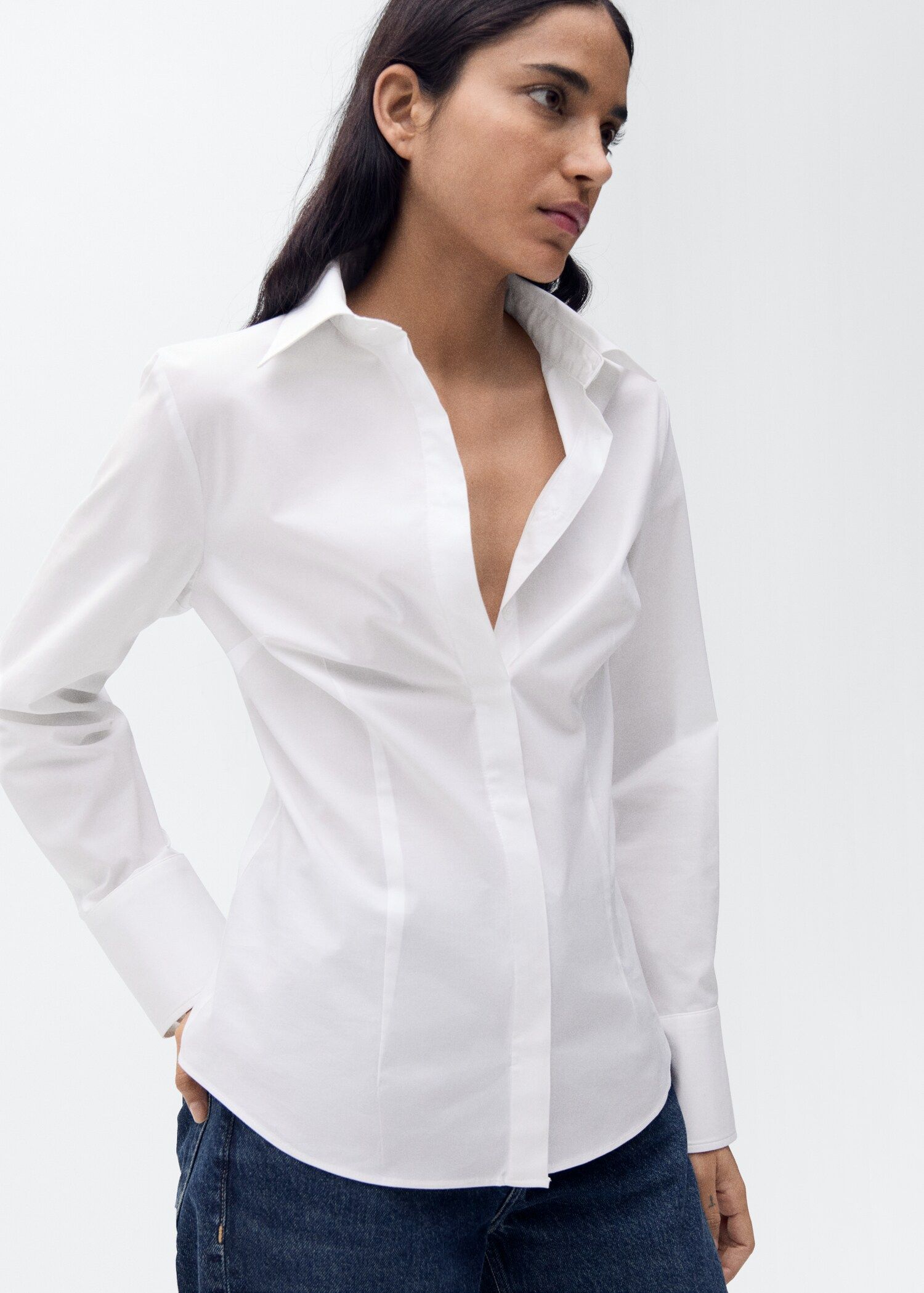MANGO, Fitted Cotton Shirt