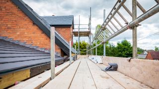 scaffolding installed around period property undergoing repair