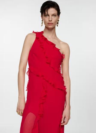 Mango Asymmetric ruffled dress