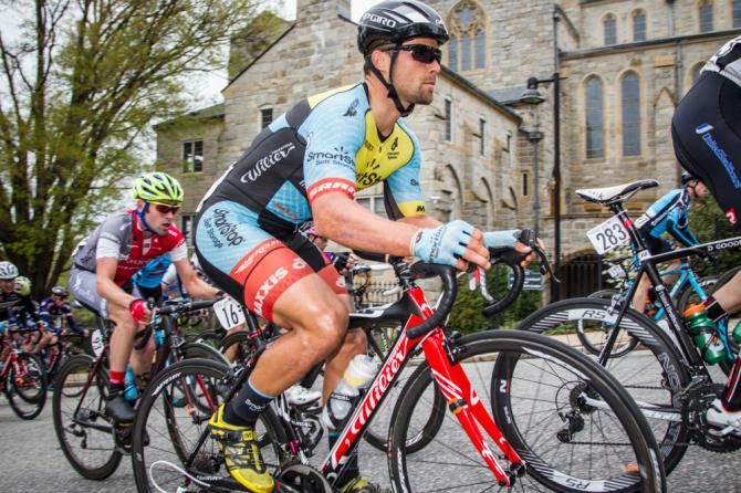 Eric Marcotte (Smartstop) back in the bunch before bridging to the break.