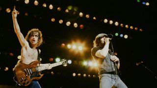 Angus Young and Brian Johnson in 1982