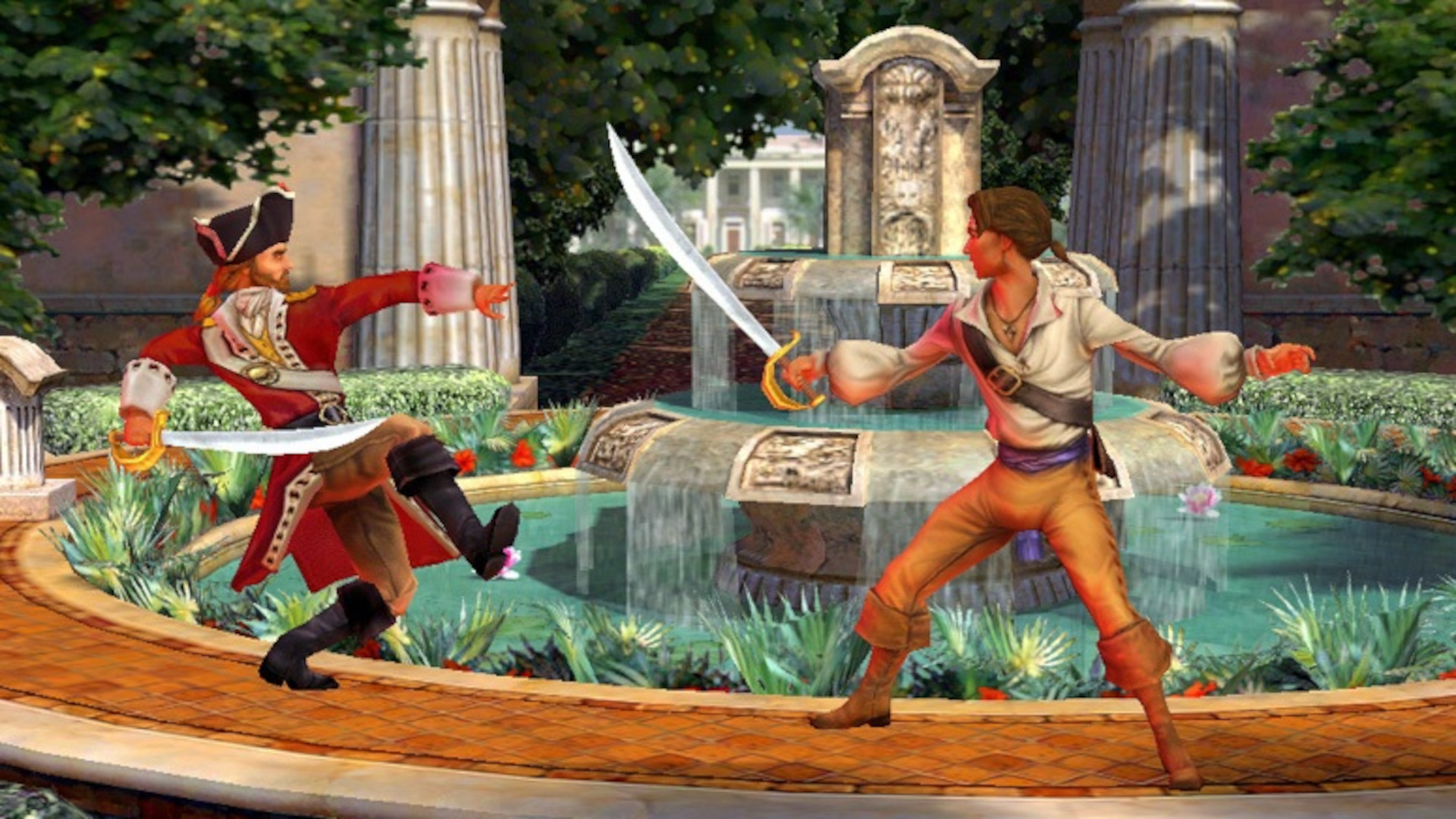 A duel sword fight against a pirate captain in Sid Meier's Pirates!