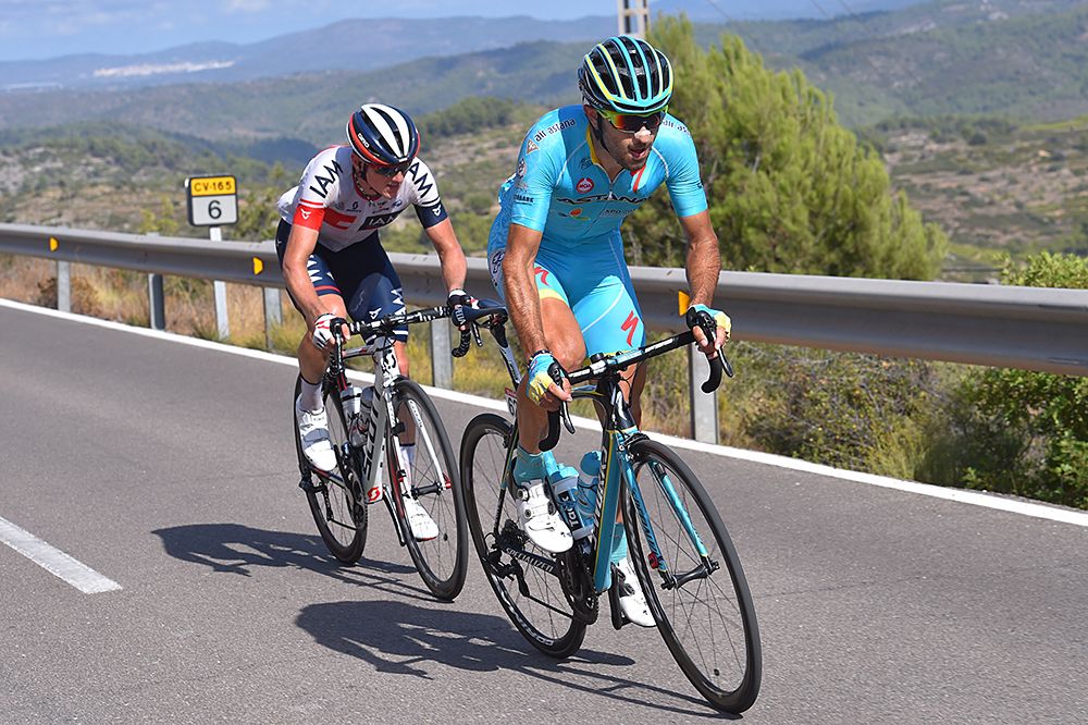 Dario Cataldo (Astana) leads the final two-rider breakaway