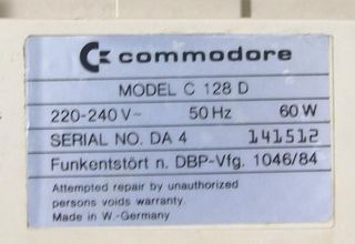 Commodore C128D Power Sticker
