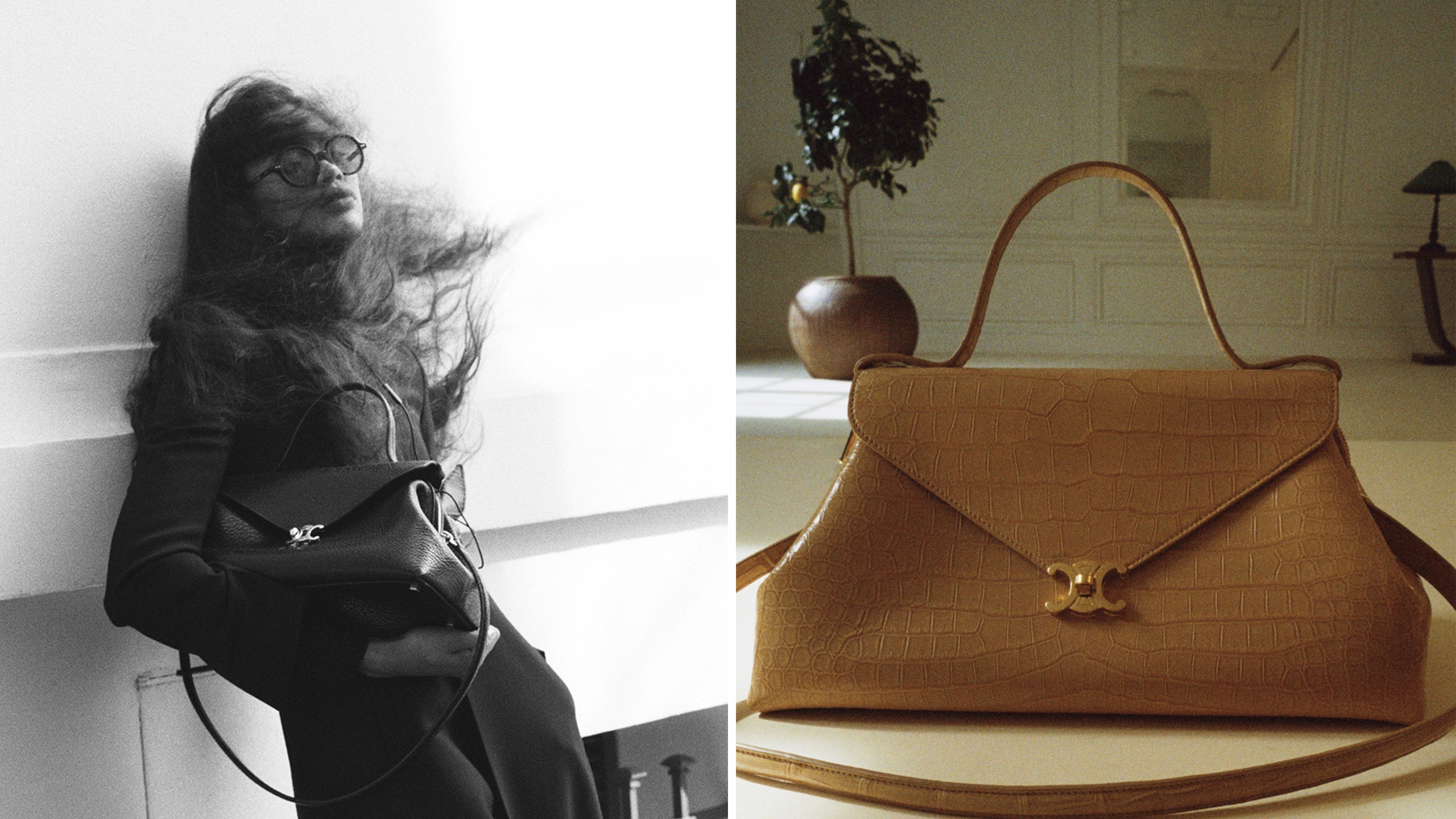 two images of the celine flair bag.