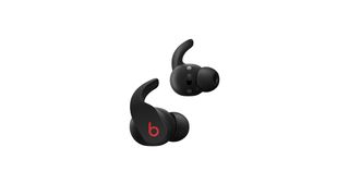 beats fit pro in black with red beats 'b' logos