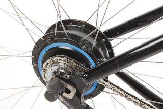 A hub mounted motor attached to the rear wheel of an e-bike