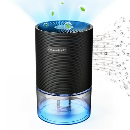 Alrocket Small Dehumidifiers for Bedroom 27oz With Auto-Off,7 Colors Led Light Up to 215 Sq.ft-Black