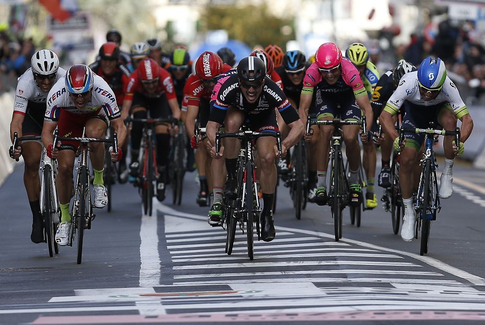 John Degenkolb of Team Giant-Alpecin sprints on the finish line to win the 106th Milan San Remo.