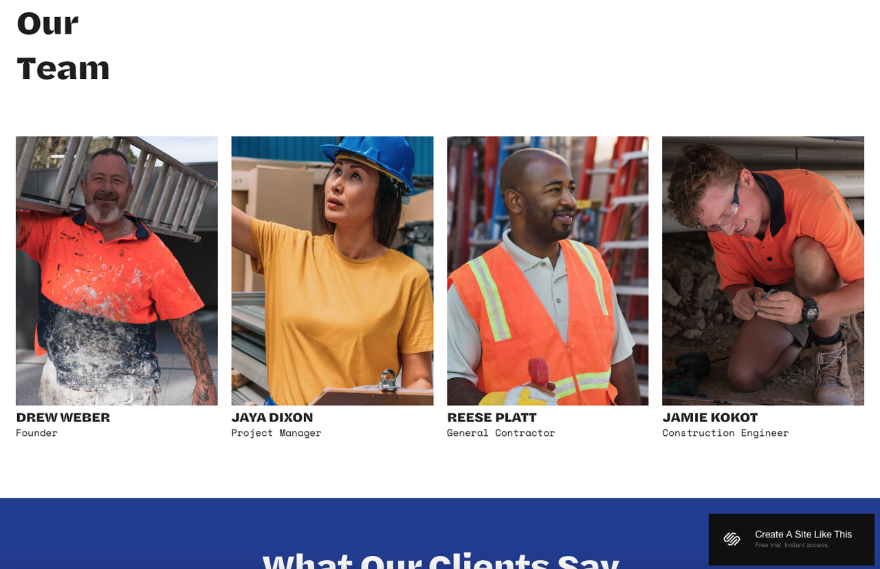 screenshot of Squarespace template