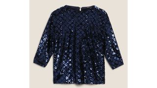 Marks and Spencer sequin long sleeve top, best party tops for women