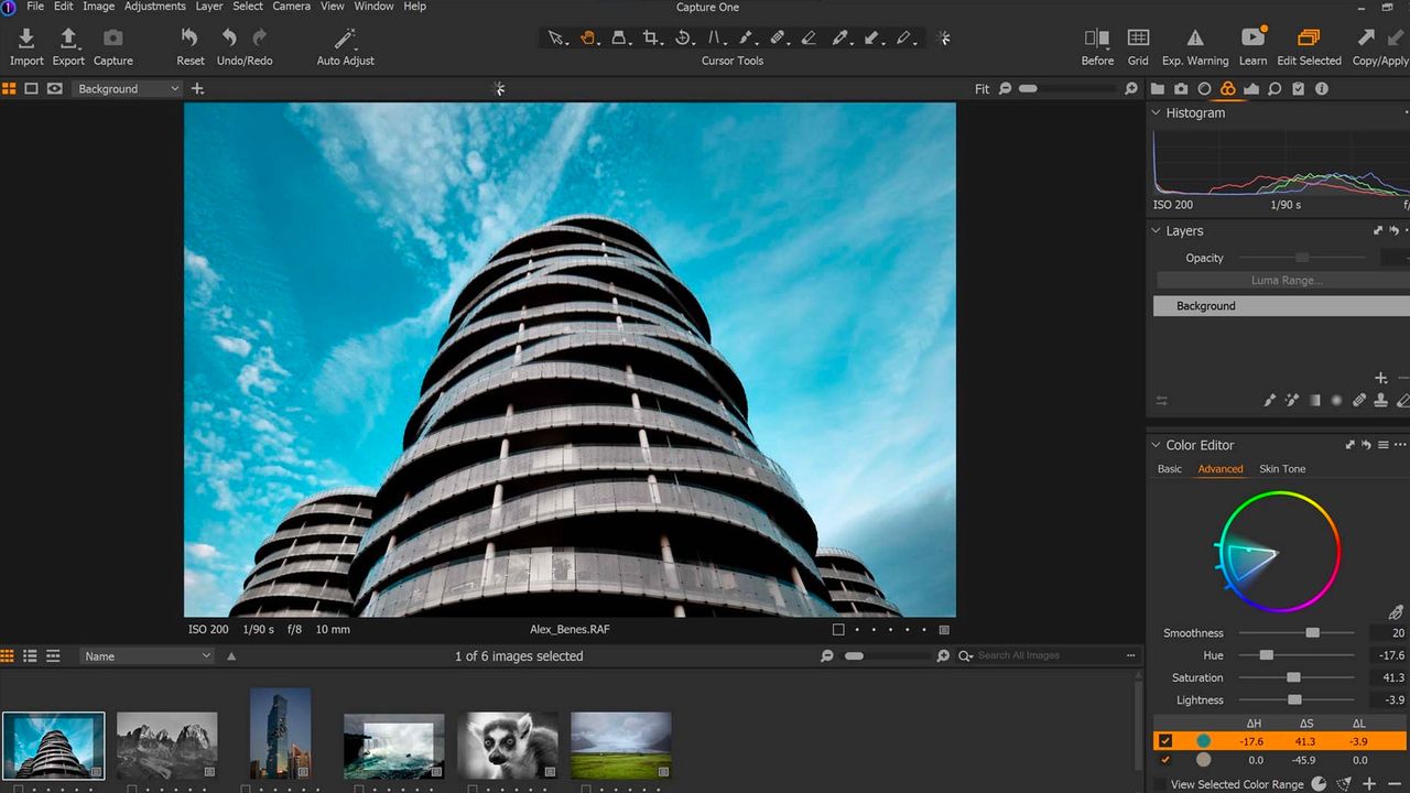 Image shows a photo being edited in Capture One Pro 21