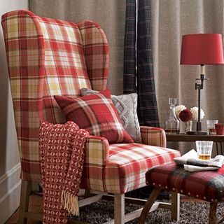 red tartan and check armchair