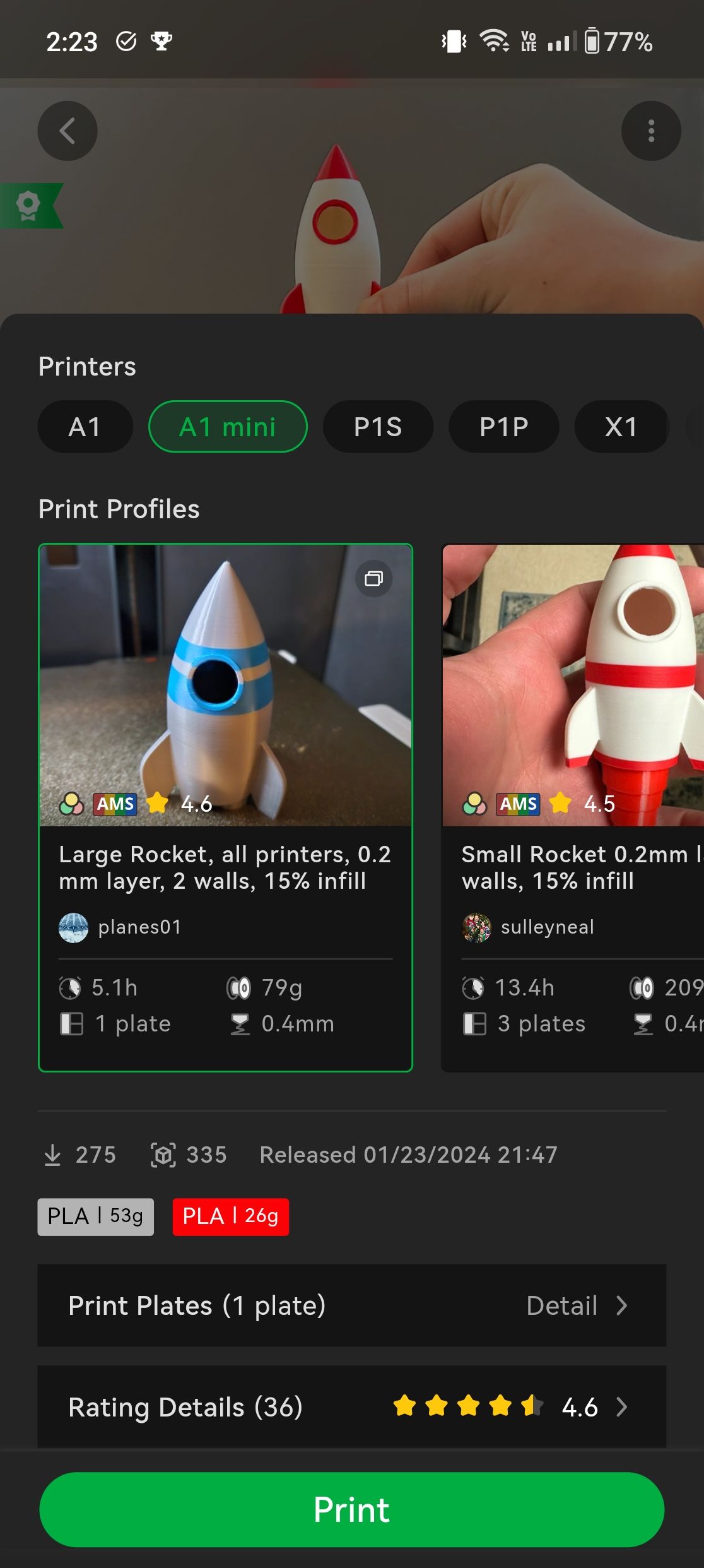 Bambu Handy app screenshots