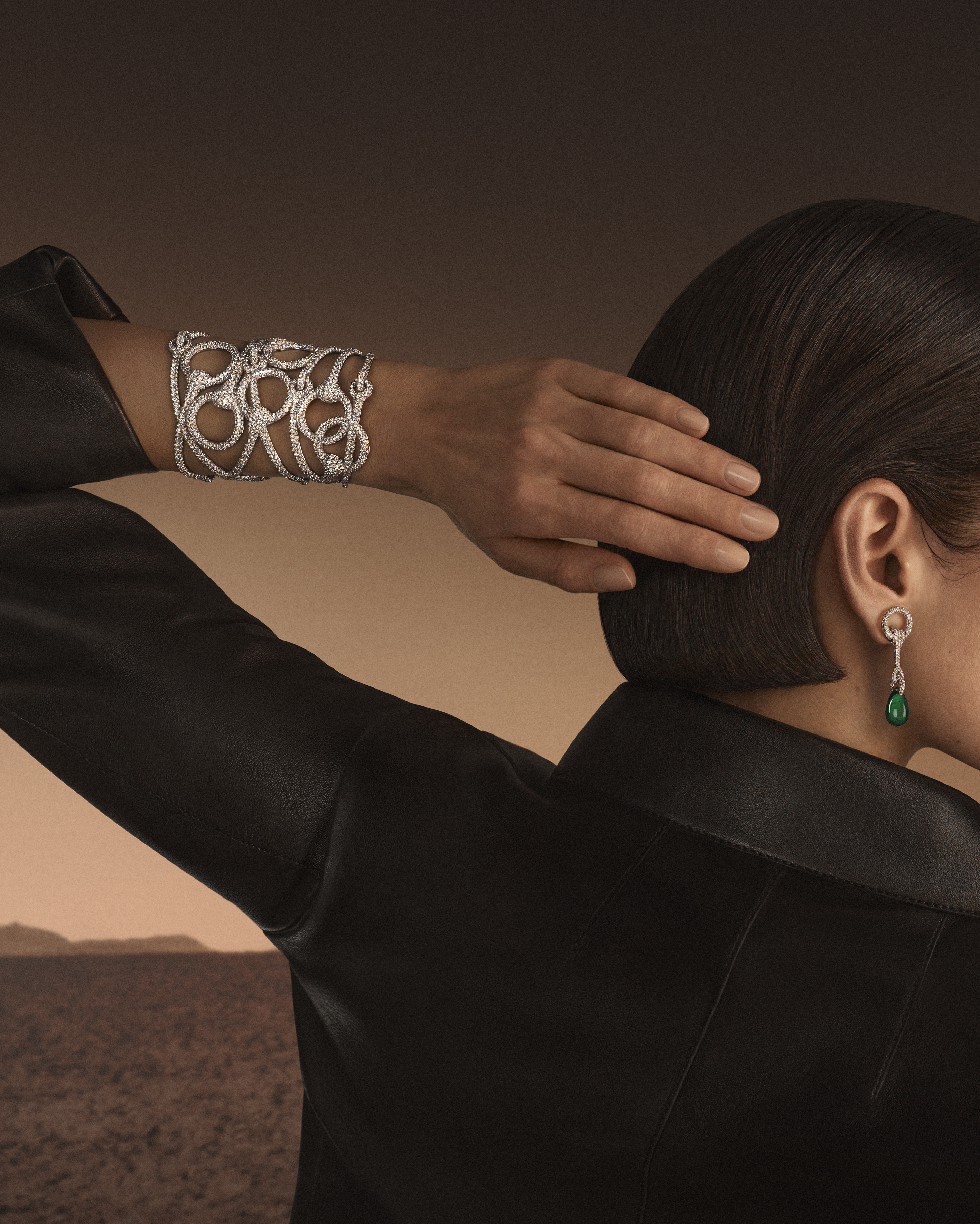 hermes high jewellery worn on a model