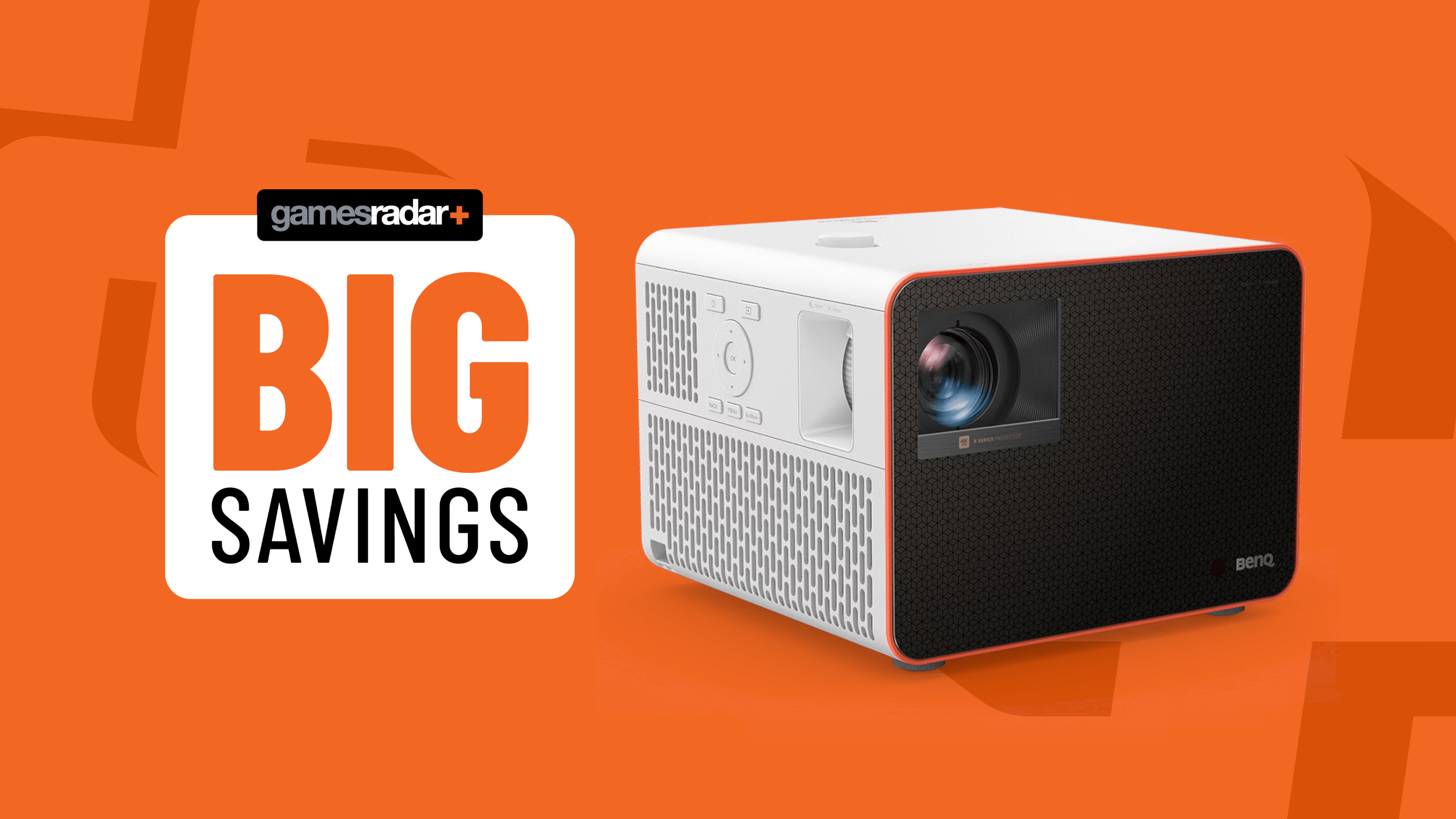 BenQ X3100i projector on an orange background with big savings badge