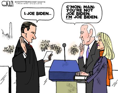 Political Cartoon U.S. Joe Biden Inauguration Gaffes